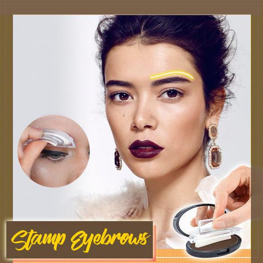 StampEyebrows 2 Σετ Στάμπες Σχηματισμού Φρυδιών & Πούδρα Καφέ Χρώματος